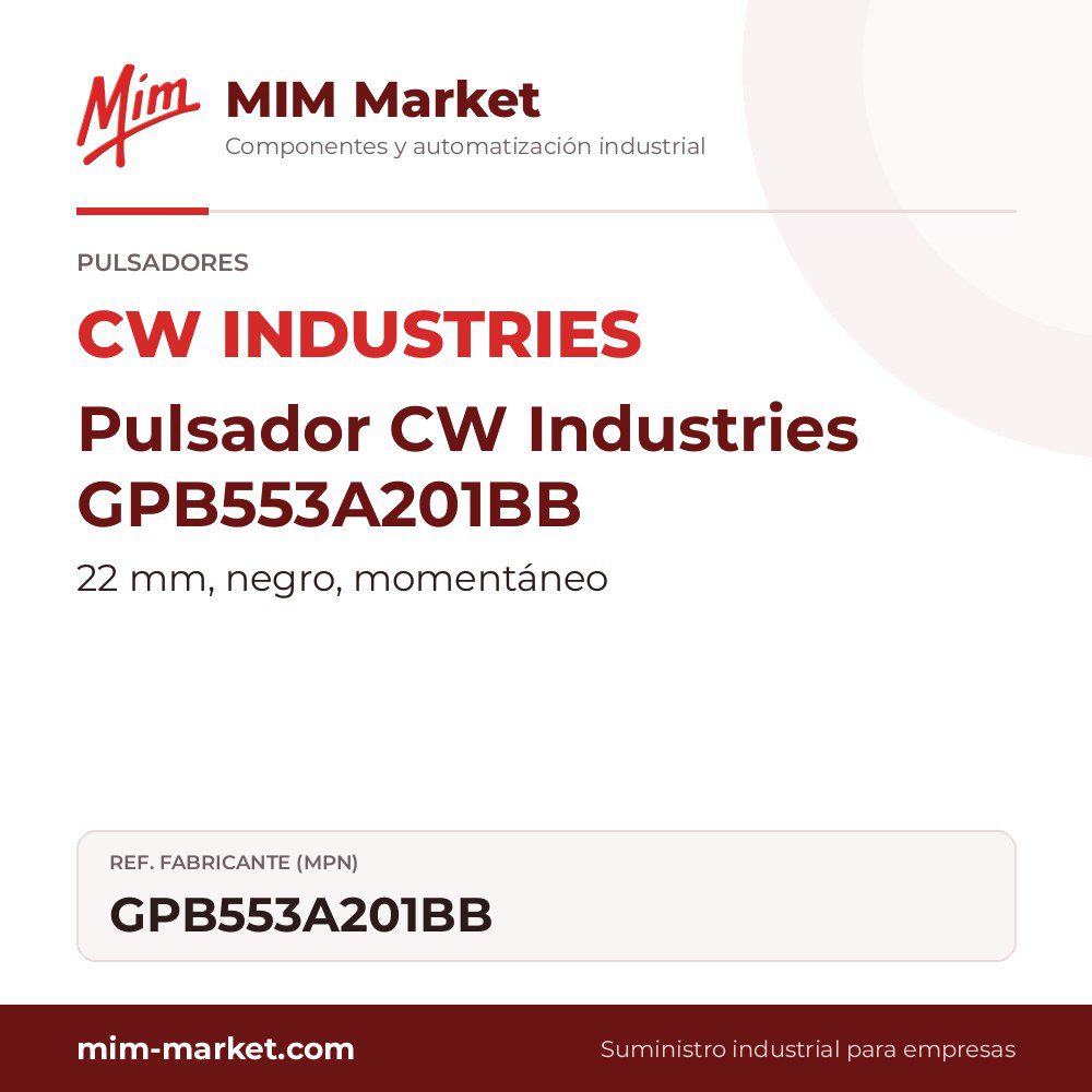 Pulsador CW Industries GPB553A201BB – 22 mm, negro, momentáneo
