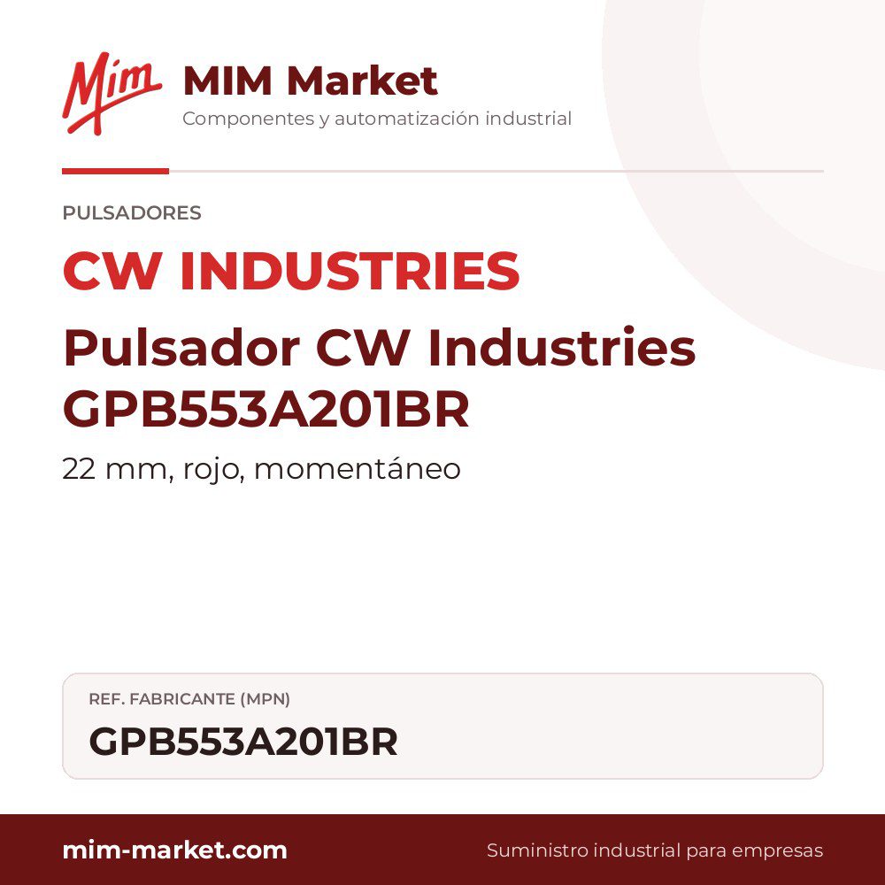 Pulsador CW Industries GPB553A201BR – 22 mm, rojo, momentáneo