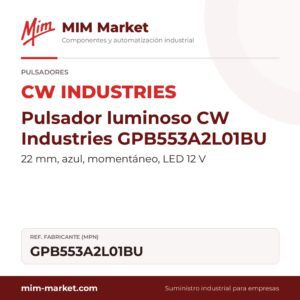 Pulsador luminoso CW Industries GPB553A2L01BU – 22 mm, azul, momentáneo, LED 12 V