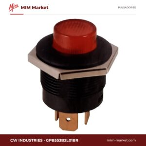 Pulsador luminoso CW Industries GPB553B2L01BR – 22 mm, rojo, enclavamiento, LED 12 V
