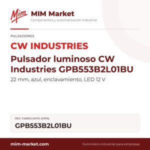Pulsador luminoso CW Industries GPB553B2L01BU – 22 mm, azul, enclavamiento, LED 12 V