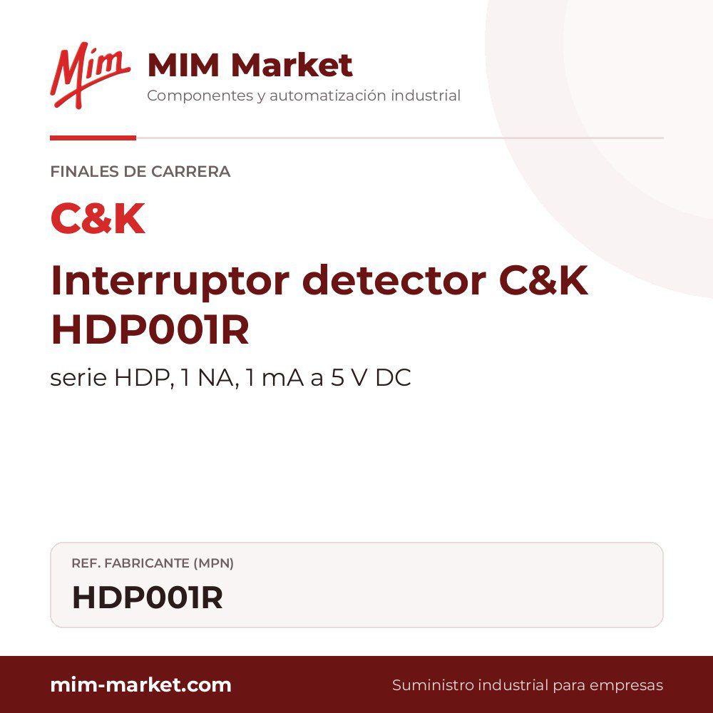 Interruptor detector C&K HDP001R – serie HDP, 1 NA, 1 mA a 5 V DC