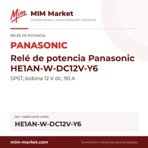 Relé de potencia Panasonic HE1AN-W-DC12V-Y6 – SPST, bobina 12 V dc, 90 A