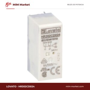 Relé de potencia Lovato HR302CD024 – DPDT, bobina 24 V dc, 8 A