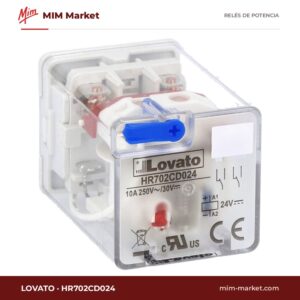Relé de potencia Lovato HR702CD024 – DPDT, bobina 24 V dc, 10 A