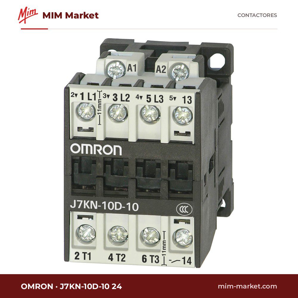 Contactor Omron J7KN-10D-10 24 – 3 polos, 10 A, 4 kW, bobina 24 V AC