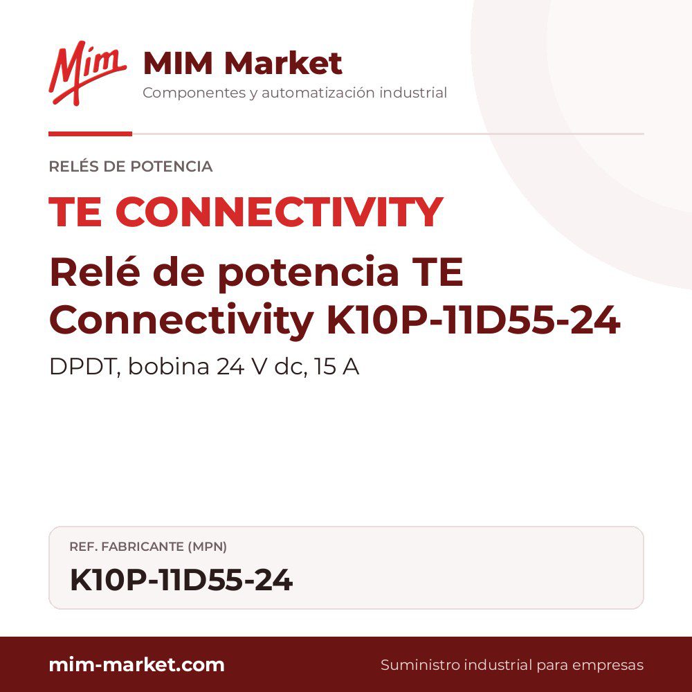 Relé de potencia TE Connectivity K10P-11D55-24 – DPDT, bobina 24 V dc, 15 A
