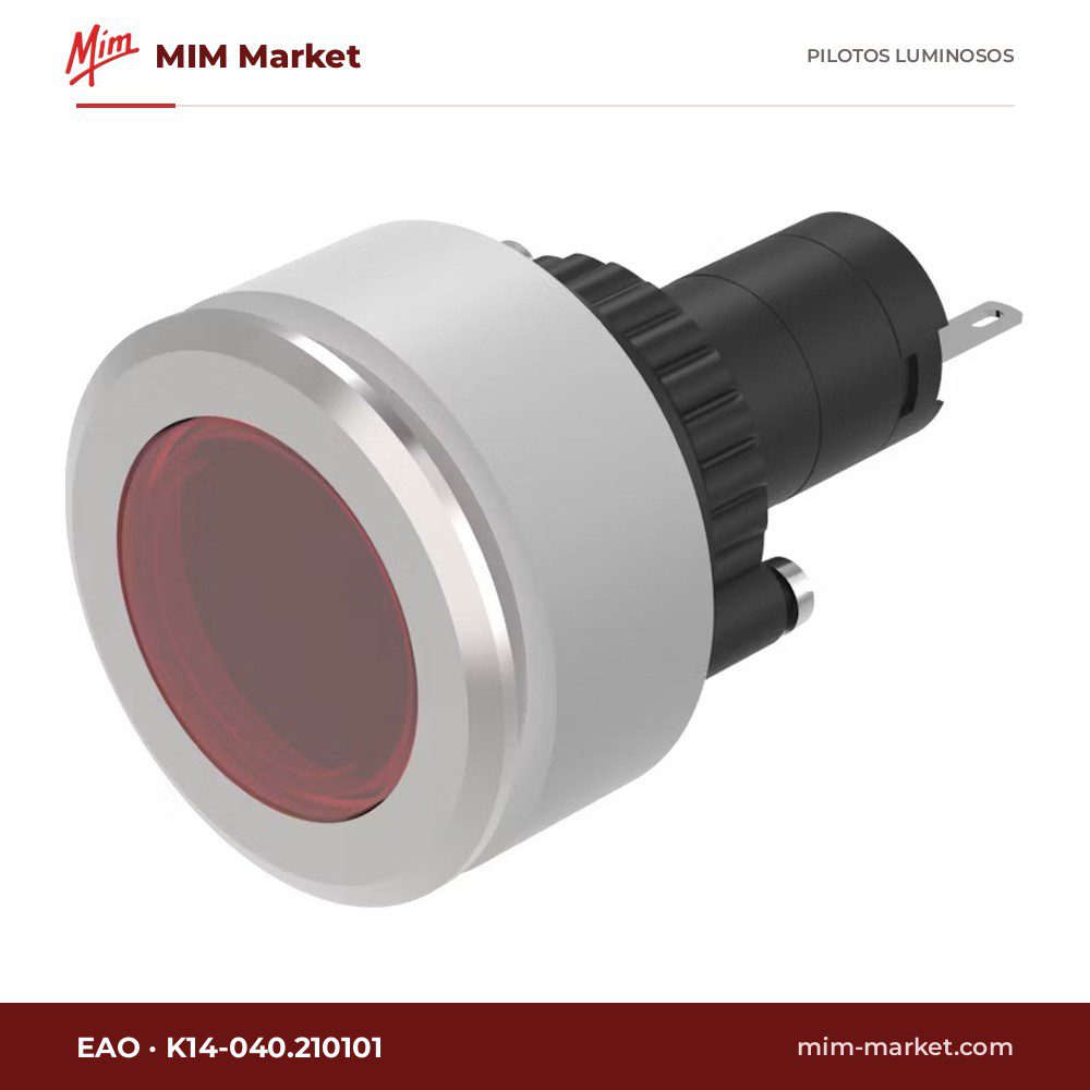 Piloto LED EAO K14-040.210101 – rojo, 24 V AC/DC, Ø30,5 mm, faston 2,8 mm, IP67