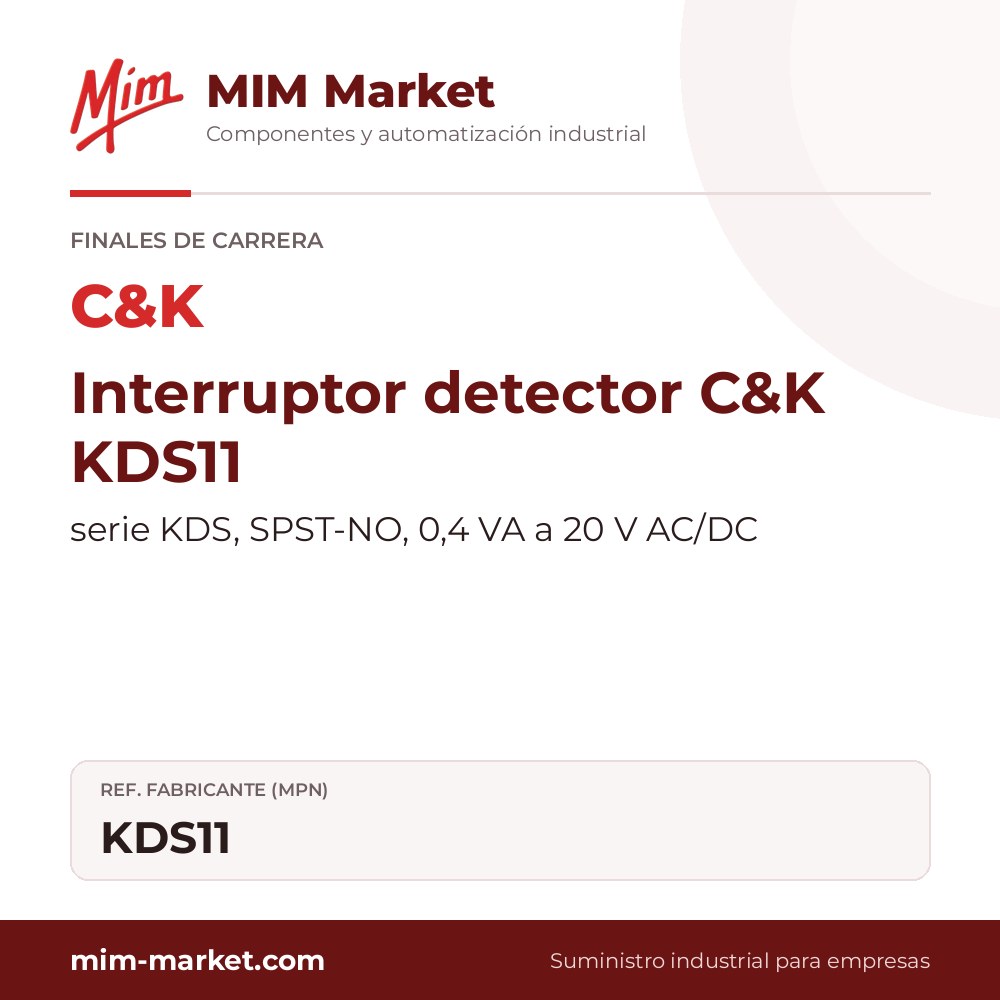 Interruptor detector C&K KDS11 – serie KDS, SPST-NO, 0,4 VA a 20 V AC/DC