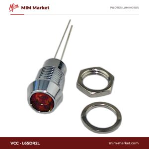 Piloto LED VCC L65DR2L – serie L65, rojo, Vf típ. 1,9 V, Ø8 mm, pines para circuito impreso