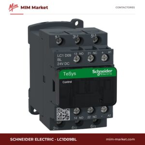 Contactor Schneider Electric LC1D09BL – 3 polos, 9 A, 4 kW, bobina 24 V DC