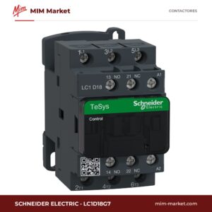 Contactor Schneider Electric LC1D18G7 – 3 polos, 18 A, 1 HP, bobina 120 V AC