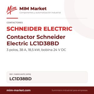 Contactor Schneider Electric LC1D38BD – 3 polos, 38 A, 18,5 kW, bobina 24 V DC