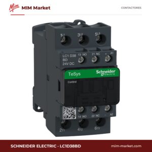 Contactor Schneider Electric LC1D38BD – 3 polos, 38 A, 18,5 kW, bobina 24 V DC