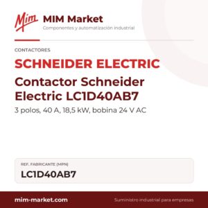 Contactor Schneider Electric LC1D40AB7 – 3 polos, 40 A, 18,5 kW, bobina 24 V AC