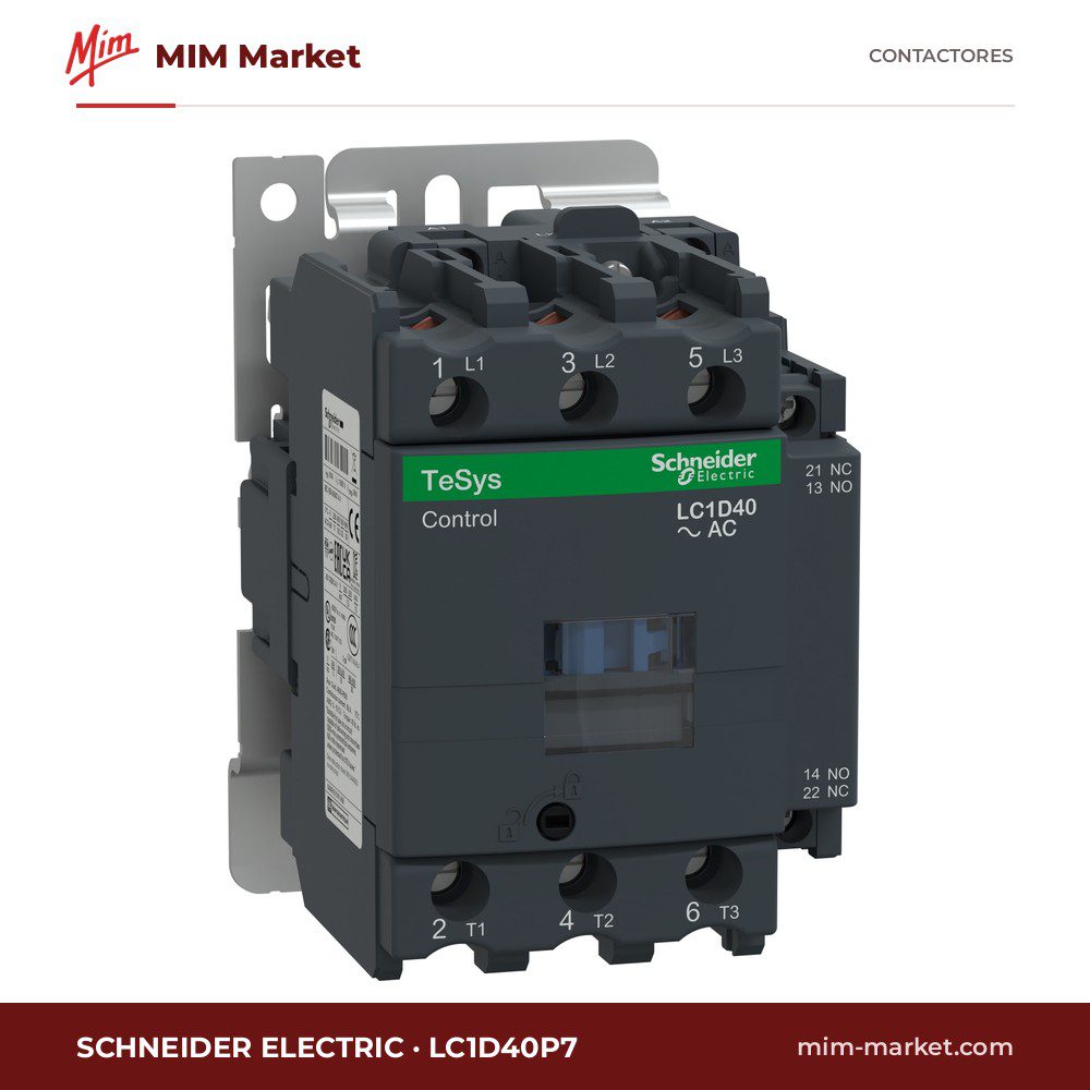 Contactor Schneider Electric LC1D40P7 – 3 polos, 40 A, bobina 230 V