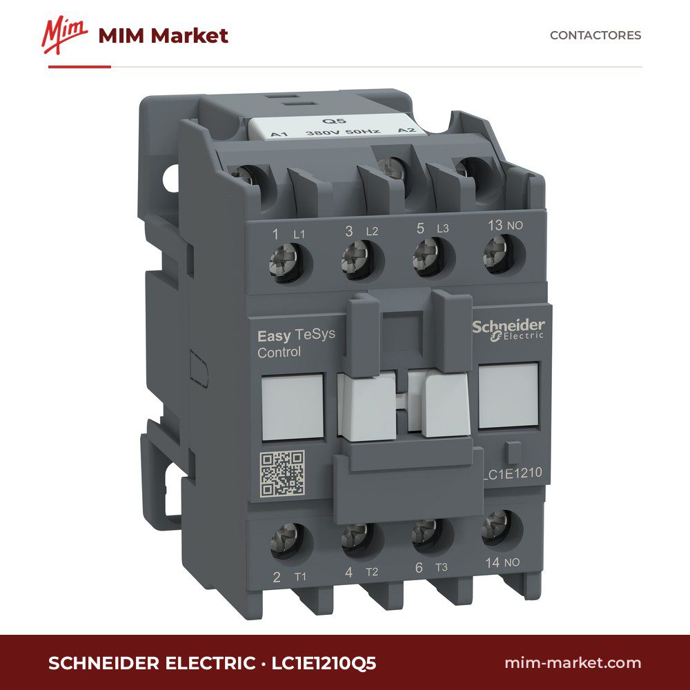 Contactor Schneider Electric LC1E1210Q5 – 3 polos, 12 A, 5,5 kW, bobina 380 V