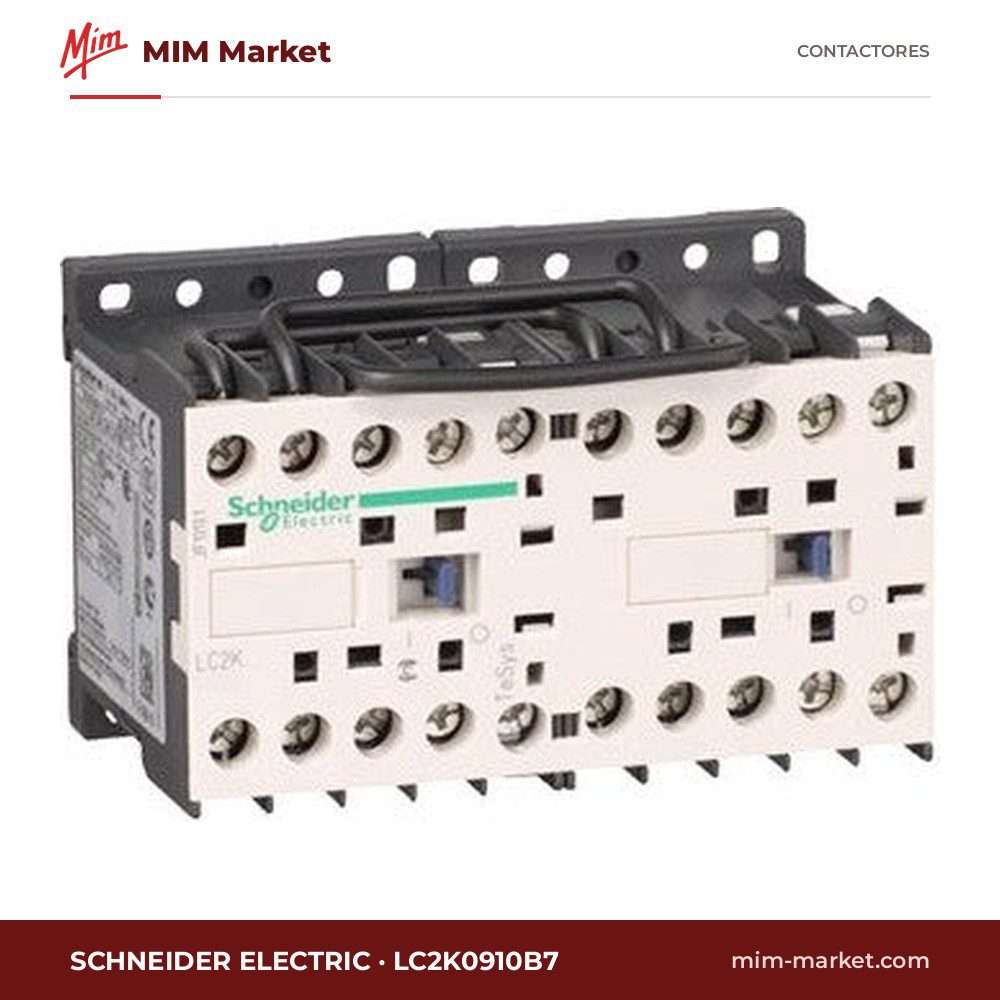 Contactor Schneider Electric LC2K0910B7 – 3 polos, 9 A, 4 kW, bobina 24 V AC