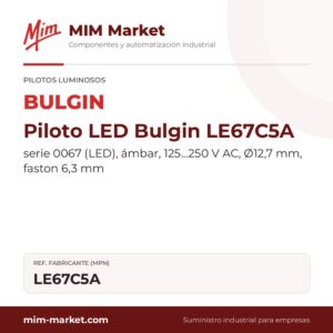 Piloto LED Bulgin LE67C5A – serie 0067 (LED), ámbar, 125…250 V AC, Ø12,7 mm, faston 6,3 mm