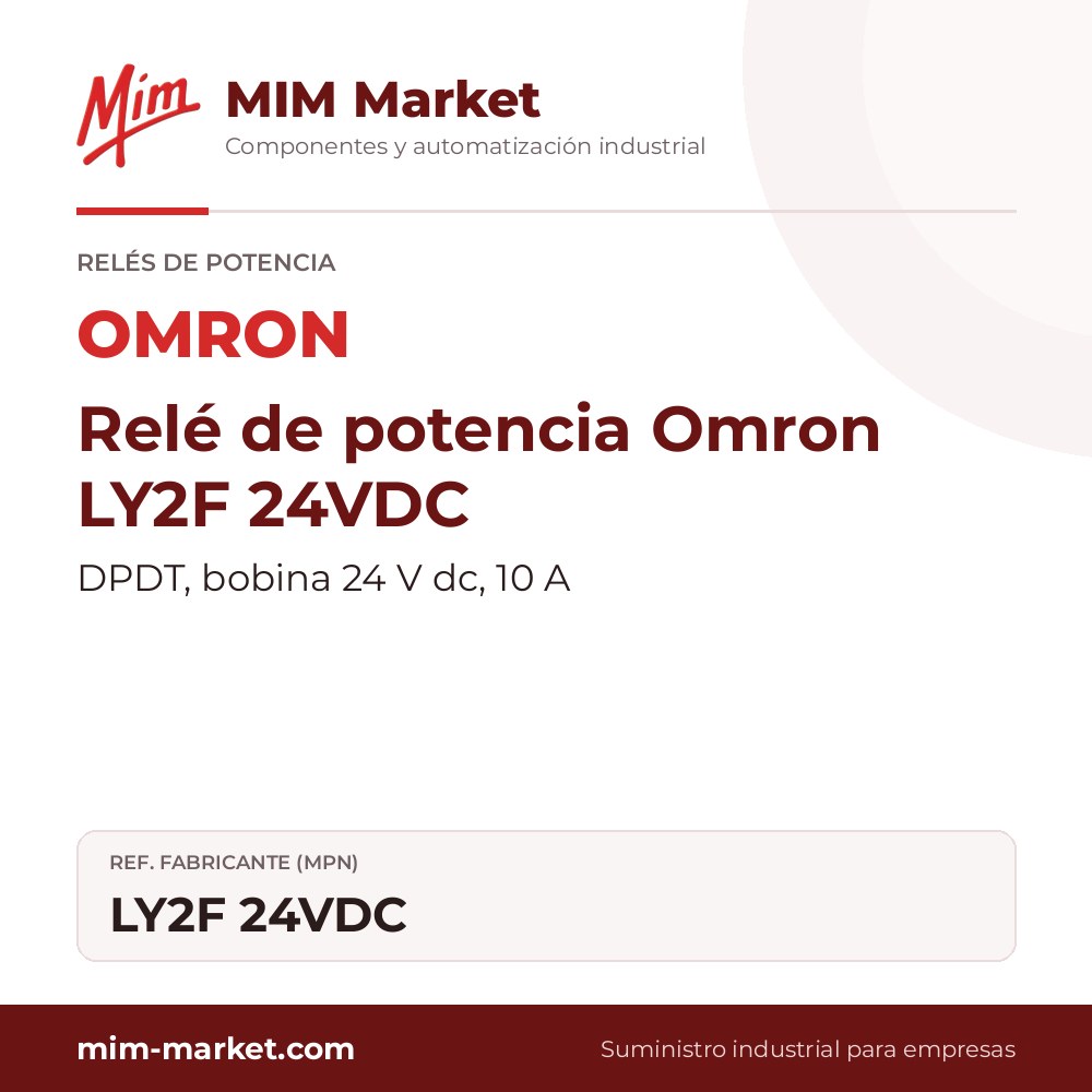 Relé de potencia Omron LY2F 24VDC – DPDT, bobina 24 V dc, 10 A