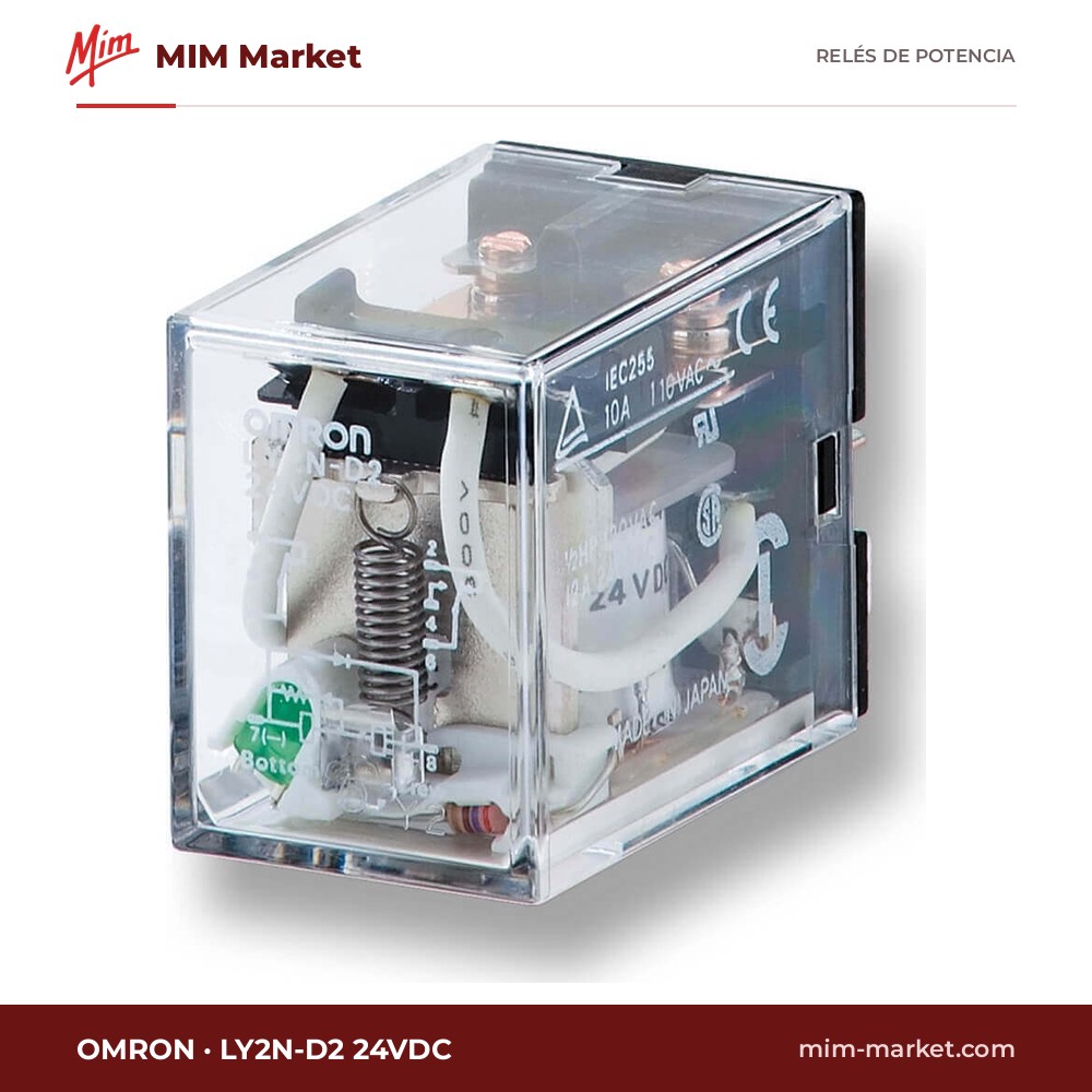 Relé de potencia Omron LY2N-D2 24VDC – DPDT, bobina 24 V dc, 10 A