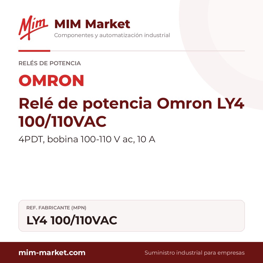 Relé de potencia Omron LY4 100/110VAC – 4PDT, bobina 100-110 V ac, 10 A