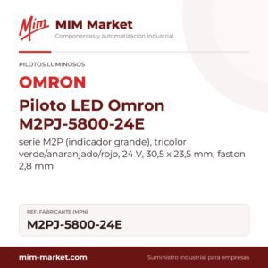 Piloto LED Omron M2PJ-5800-24E – serie M2P (indicador grande), tricolor verde/anaranjado/rojo, 24 V, 30,5 x 23,5 mm, faston 2,8 mm