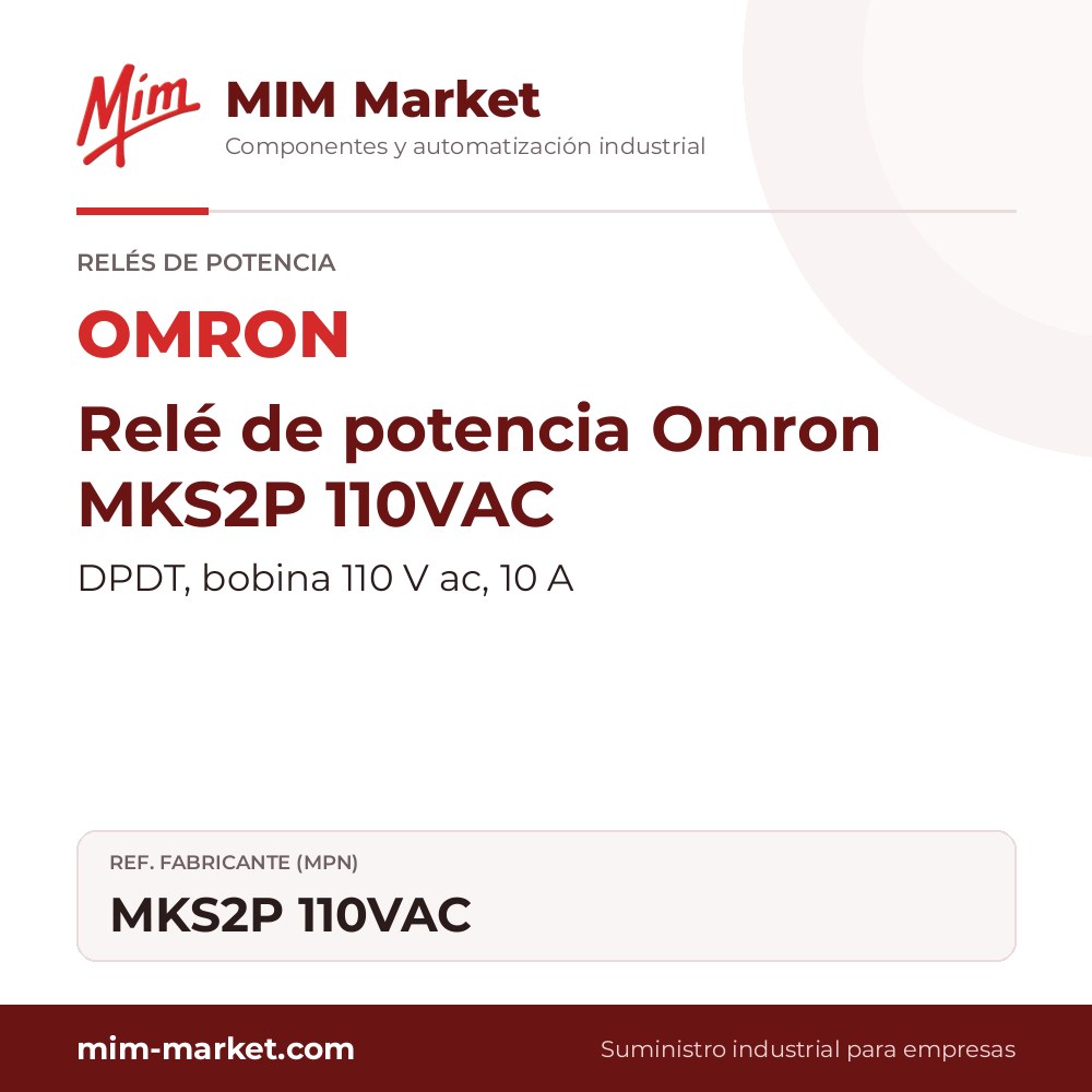 Relé de potencia Omron MKS2P 110VAC – DPDT, bobina 110 V ac, 10 A