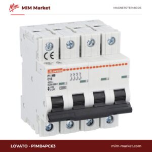 Interruptor magnetotérmico Lovato P1MB4PC63 – 4 polos, 63A, Tipo C, 10kA