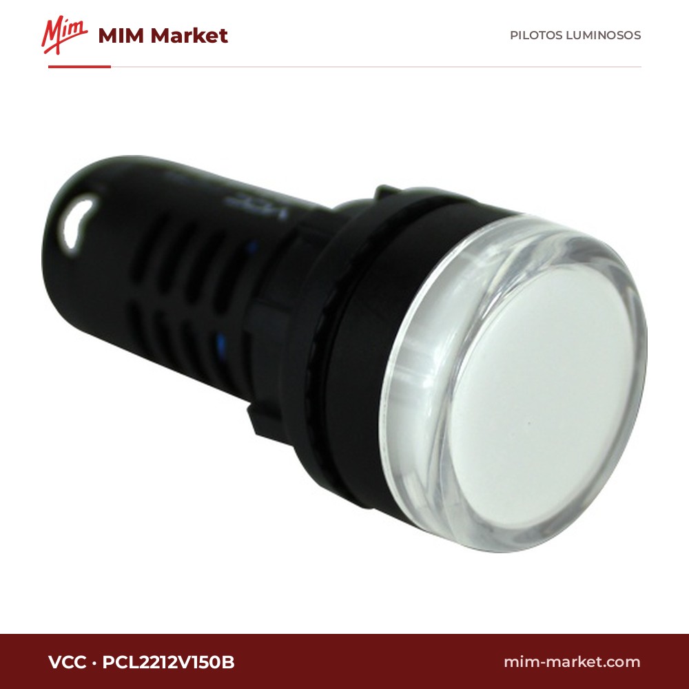 Piloto LED VCC PCL2212V150B – serie PCL22 (Ø22 mm), bicolor verde/rojo, 12 V, Ø22,3 mm, bornes de tornillo, IP65
