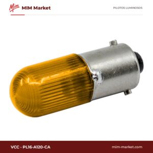 Piloto LED VCC PL16-A120-CA – serie PL16 (Ø16 mm), ámbar, 120 V, Ø16 mm, bornes de tornillo