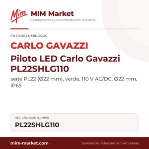 Piloto LED Carlo Gavazzi PL22SHLG110 – serie PL22 (Ø22 mm), verde, 110 V AC/DC, Ø22 mm, IP65