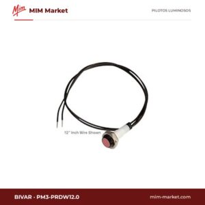Piloto LED Bivar PM3-PRDW12.0 – serie PM3, rojo, 8…48 V AC/DC, Ø4,83 mm, cables de 304,8 mm, IP67