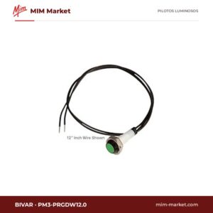 Piloto LED Bivar PM3-PRGDW12.0 – serie PM3, verde, 8…48 V AC/DC, Ø5,84 mm, cables de 304,8 mm, IP67
