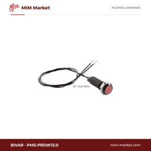 Piloto LED Bivar PM5-PRDW12.0 – serie PM5, rojo, 8…48 V AC/DC, Ø9,91 mm, cables de 304,8 mm, IP67