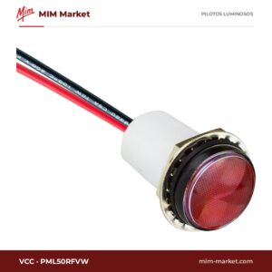 Piloto LED VCC PML50RFVW – serie PML50, rojo, 5…28 V DC, Ø17,53 mm, cables de 139,7 mm, IP67