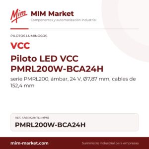 Piloto LED VCC PMRL200W-BCA24H – serie PMRL200, ámbar, 24 V, Ø7,87 mm, cables de 152,4 mm
