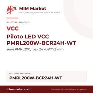 Piloto LED VCC PMRL200W-BCR24H-WT – serie PMRL200, rojo, 24 V, Ø7,92 mm