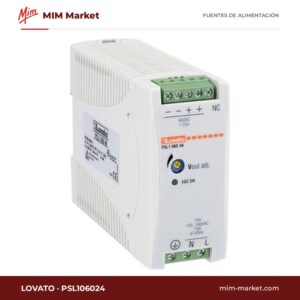 Fuente de alimentación carril DIN Lovato PSL106024 – 24 V DC, 2,5 A, 60 W