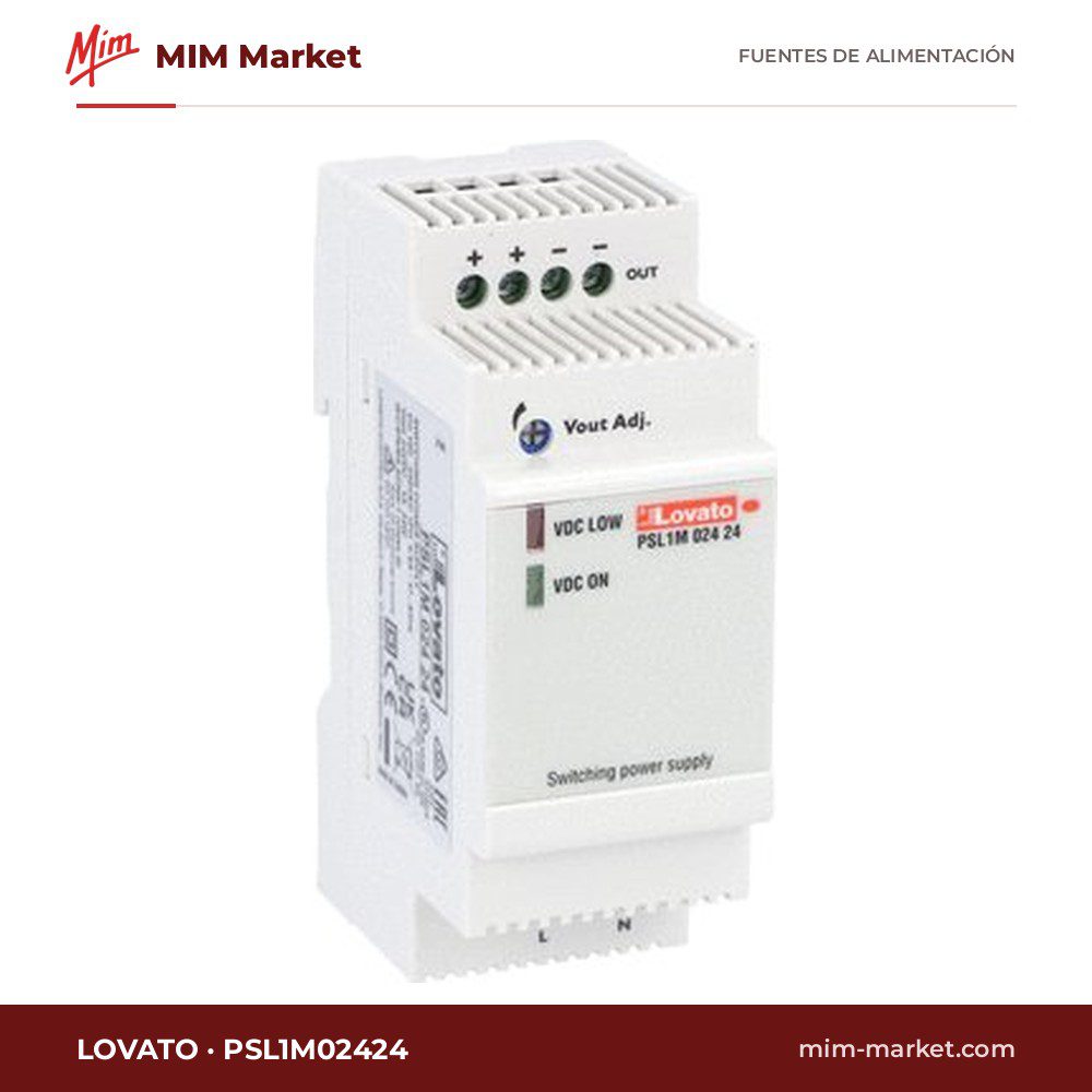 Fuente de alimentación carril DIN Lovato PSL1M02424 – 24 V DC, 1 A, 24 W