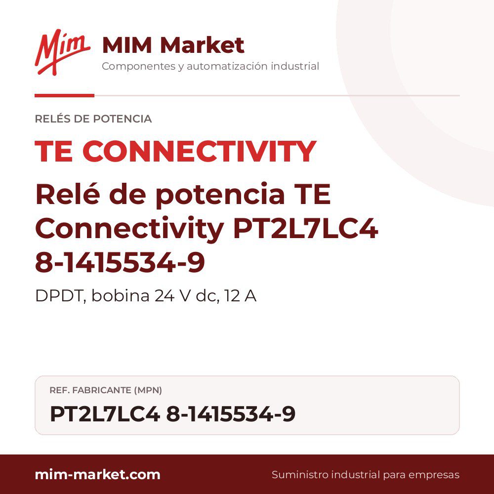 Relé de potencia TE Connectivity PT2L7LC4 8-1415534-9 – DPDT, bobina 24 V dc, 12 A