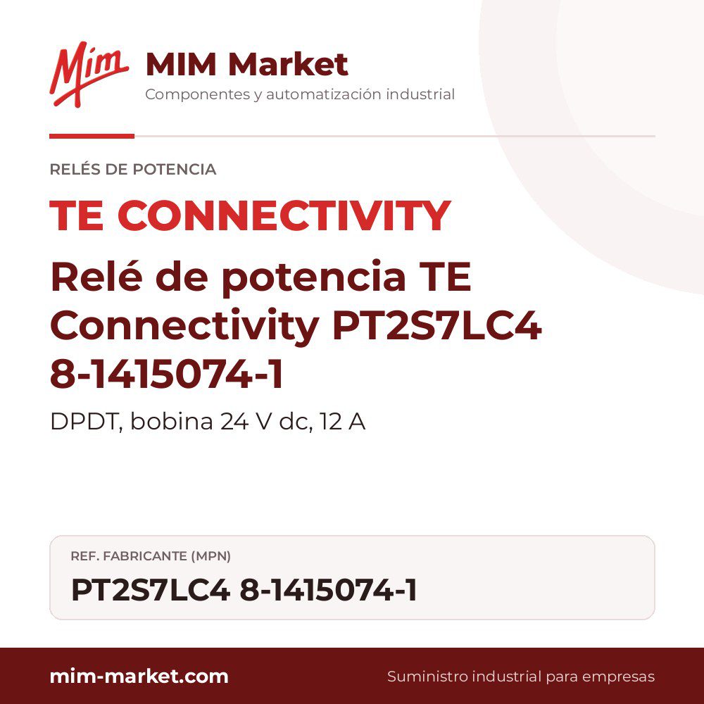 Relé de potencia TE Connectivity PT2S7LC4 8-1415074-1 – DPDT, bobina 24 V dc, 12 A
