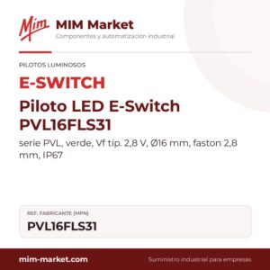 Piloto LED E-Switch PVL16FLS31 – serie PVL, verde, Vf típ. 2,8 V, Ø16 mm, faston 2,8 mm, IP67