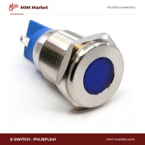 Piloto LED E-Switch PVL16FLS41 – serie PVL, azul, Vf típ. 2,8 V, Ø16 mm, faston 2,8 mm, IP67