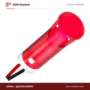Piloto LED APEM QS123XXHR110 – serie QS123, rojo, 110 V, Ø12 mm, cables de 200 mm