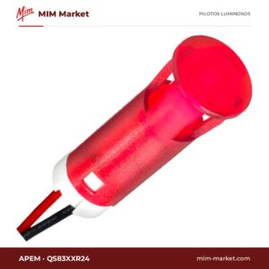 Piloto LED APEM QS83XXR24 – serie QS83, rojo, 24 V, Ø8 mm, cables de 200 mm