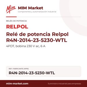 Relé de potencia Relpol R4N-2014-23-5230-WTL – 4PDT, bobina 230 V ac, 6 A