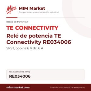 Relé de potencia TE Connectivity RE034006 – SPST, bobina 6 V dc, 6 A