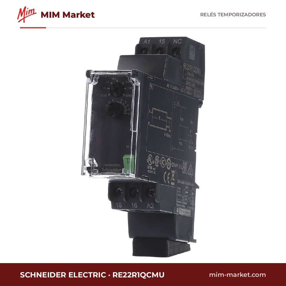 Relé temporizador Schneider Electric RE22R1QCMU – 24-240 V ac / 24 V dc, Estrella-triángulo