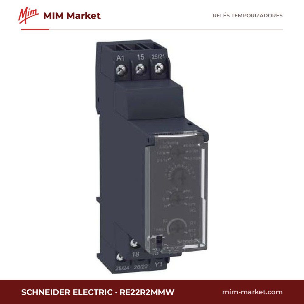 Relé temporizador Schneider Electric RE22R2MMW – 12-240 V ac / 12 - 240 V dc, Multifunción